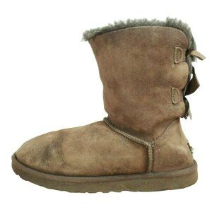UGG Australia Bailey Bow Brown Suede Shearling Lined Winter Boots Size 8